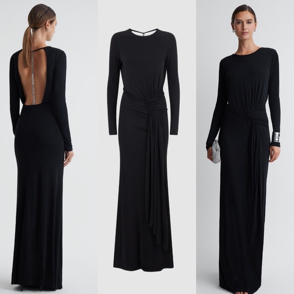 Reiss dora diamante bodycon long sleeve maxi dress FINAL PRICE NO OFFERS - Picture 2 of 10